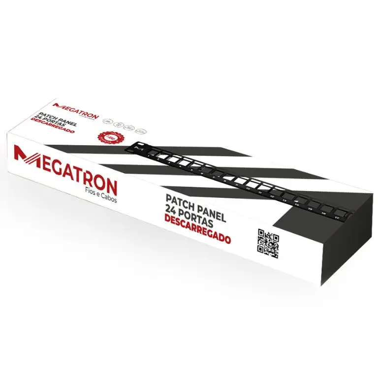 PATCH PANEL DESCARREGADO – 24 PORTAS COM GUIA TRASEIRA